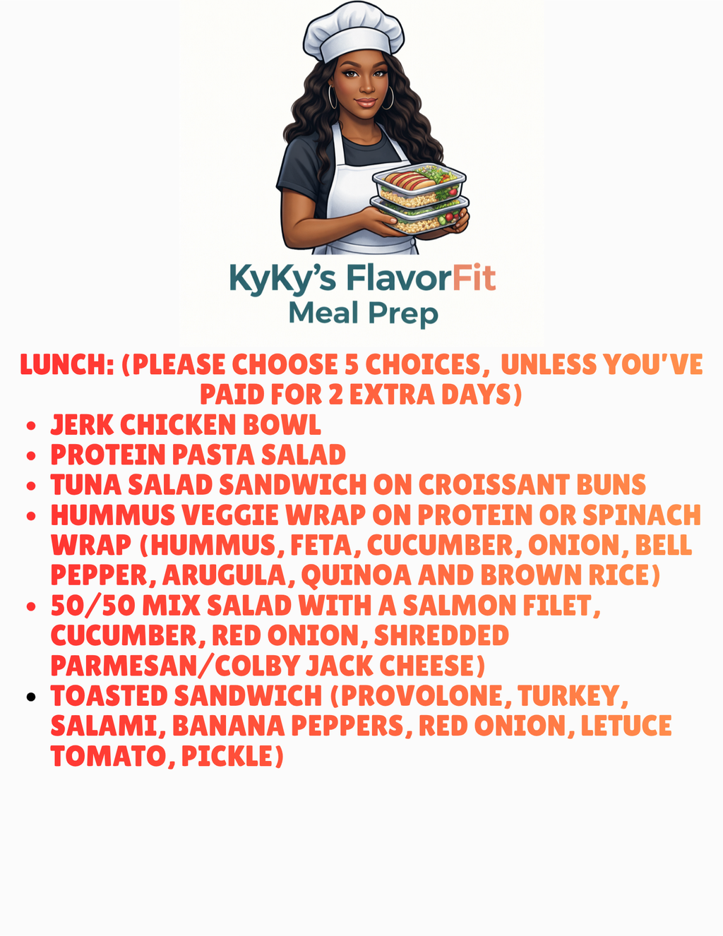 FlavorFit Meal Prep Menu (06/22/26-07/03/2026) Elixiré Hair Company, LLC