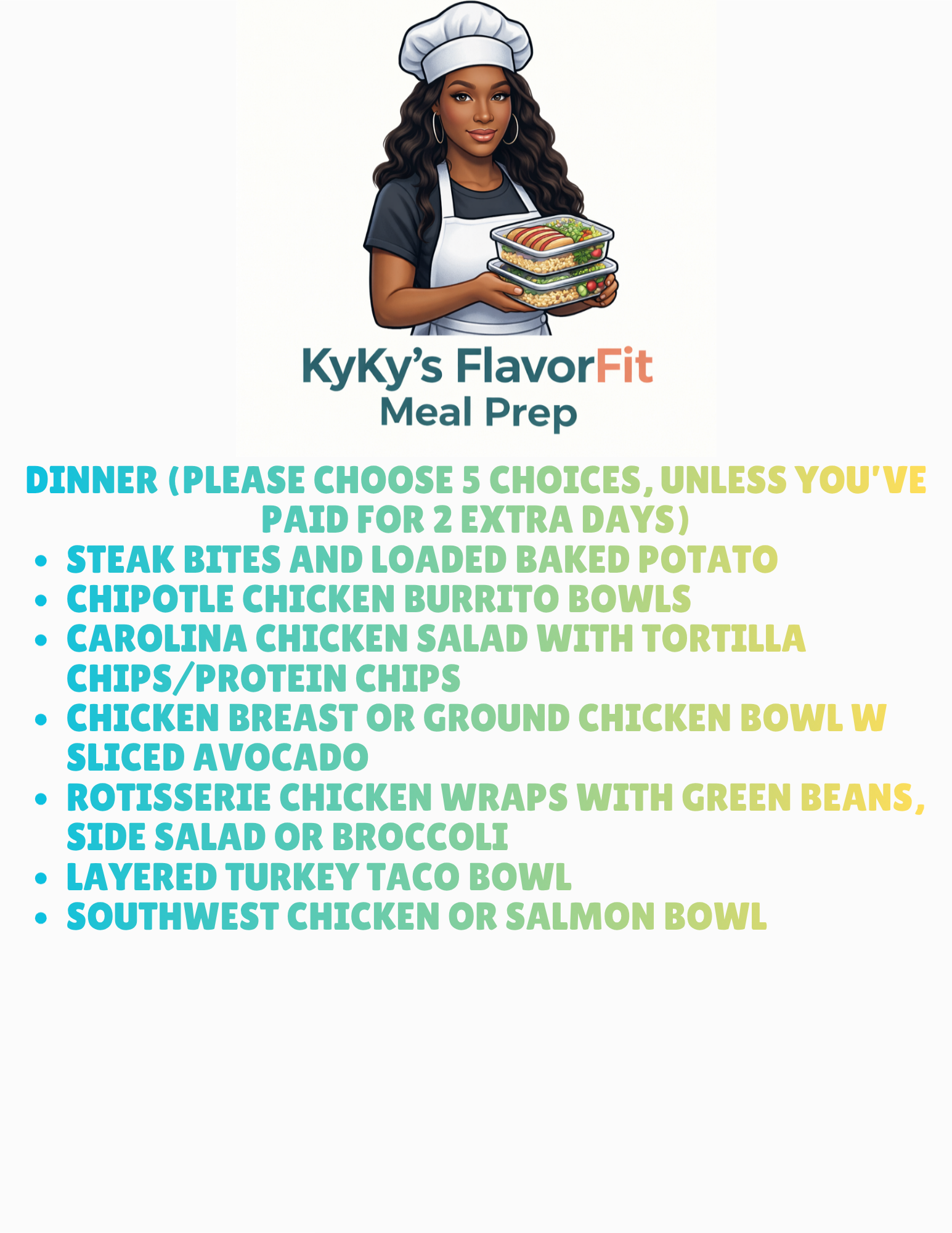 FlavorFit Meal Prep Menu (06/22/26-07/03/2026) Elixiré Hair Company, LLC